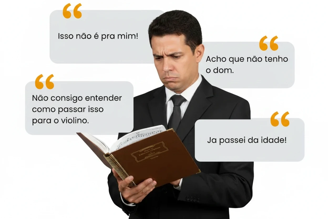Pensamentos negativos ao ver a partitura sem saber por onde começar