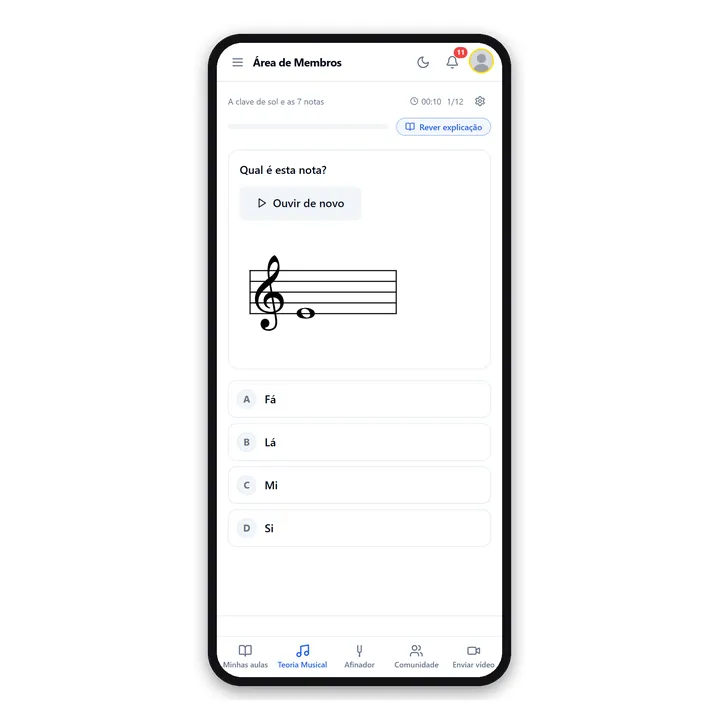 Um exercício de teoria no celular: qual é esta nota?